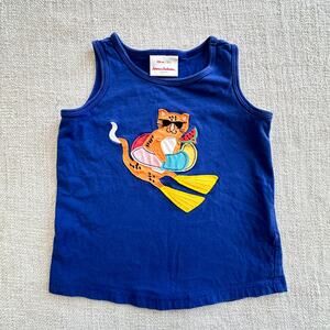 Hanna Andersson Blue Cat Applique Tank VGUC 4